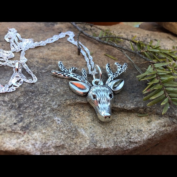 Christmas reindeer deer silver 925 necklace 20” or stainless steel - Picture 9 of 14